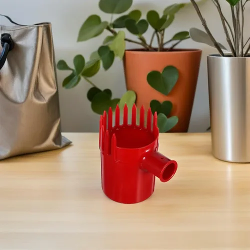 Vista 5 de Fruit Harvesting Tool Basket Comb with Ergonomic Handle, Red Plastic