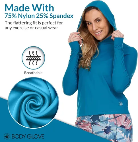 Vista 3 de Sudaderas con capucha activas para mujer, transpirable, ultra suave, mangas largas con agujeros para los pulgares, sudadera con capucha para correr