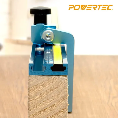 Vista 4 de POWERTEC 71697 Kit de riel doble T de 36 pulgadas para carpintería, cinta métrica adhesiva de derecha a izquierda e inserción de plástico de riel T