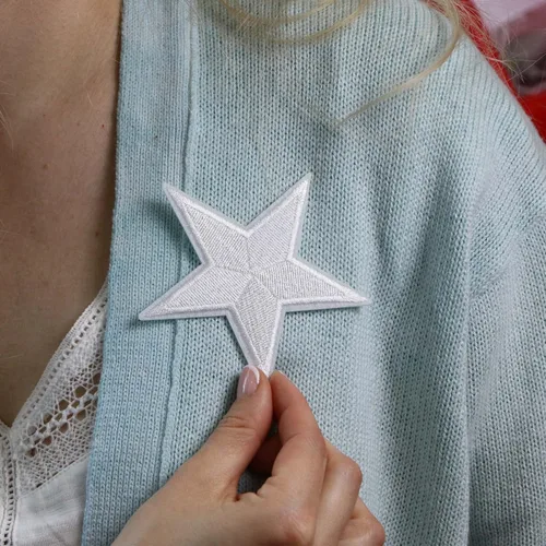 Vista 3 de Parches para planchar - Parche de estrella blanca para planchar en 1 unids Parche bordado Applique Star S-43