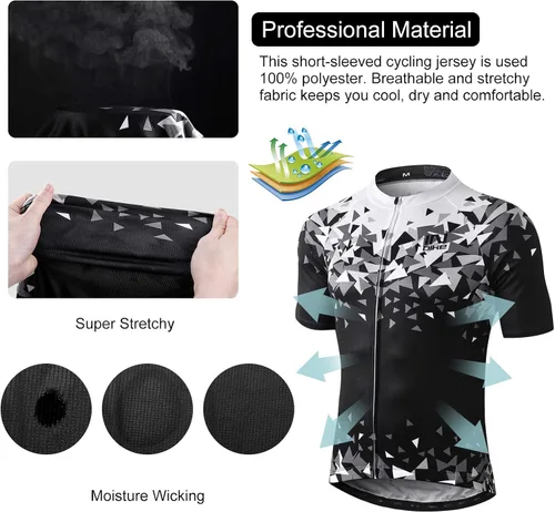 Vista 2 de INBIKE Conjunto de camiseta de ciclismo de manga corta transpirable para hombre con pantalones cortos acolchadospantalones cortos de babero