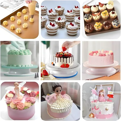 Vista 6 de Kit de decoración de pasteles, 190 piezas de suministros para Rosa