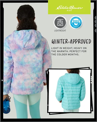 Vista 6 de Eddie Bauer CirrusLite - Chaqueta de plumón resistente a la intemperie para niñas, acolchado con aislamiento acolchado de burbujas (3-20)