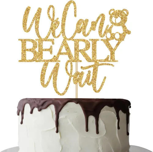 Vista 8 de We Can Bearly Wait - Decoración para pasteles, oso de peluche, decoración de baby shower para niños, tema de oso de bebé, baby shower, revelación