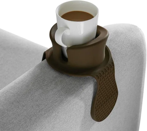 Vista 9 de Portavasos para sofá - Watruer El soporte antiderrame definitivo de silicona para tus bebidas en tu sofá o sofá - Negro