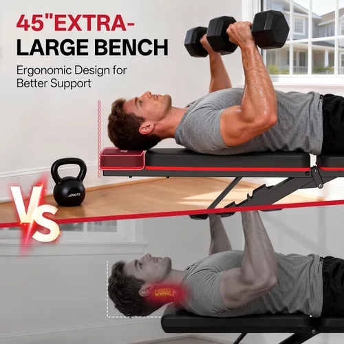 Vista 5 de JOROTO Adjustable Weight Bench, Leg & Back Extension, Preacher Curl Bench