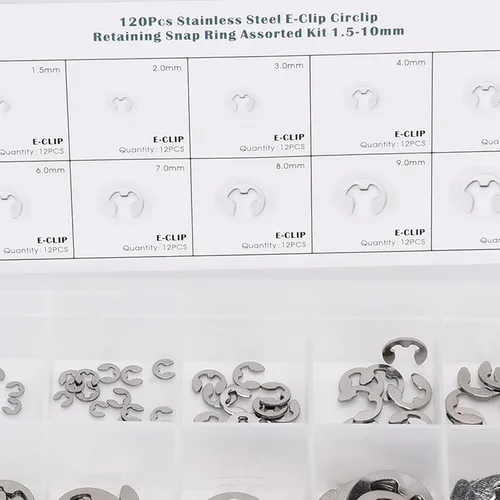 Vista 6 de Gaeirt Arandela de clip E, anillos de presión E Clip E Clip Circlip Surtido Kit de acero inoxidable premium para ejes y otras piezas móviles