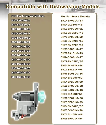 Vista 3 de 642239 Bomba de drenaje para lavavajillas Bosch Kenmore Thermador, sustituye a 00184178, 184178, 00642239, 1387293, AH3479214, AP3996662, EA3479214