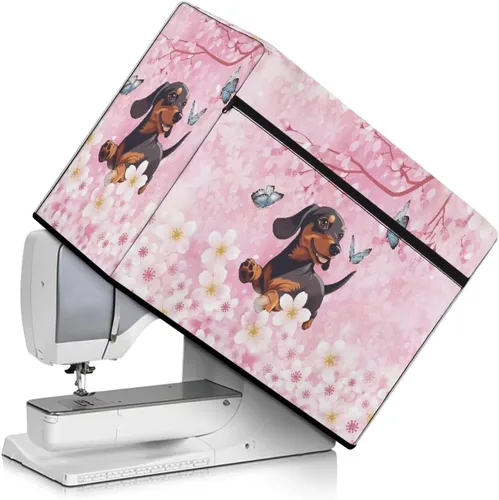 Vista 42 de Funda para máquina de coser de girasoles de otoño con prácticos bolsillos, cubierta protectora duradera acolchada contra el polvo, accesorios
