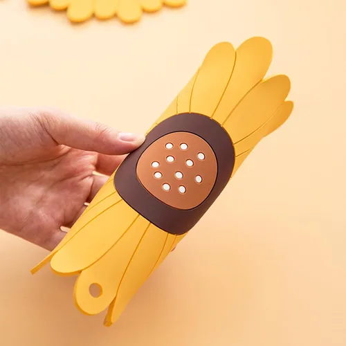 Vista 6 de Salvamanteles de silicona con diseño de girasol, almohadillas calientes para mesa y encimera, salvamanteles de goma suave multiusos para ollas