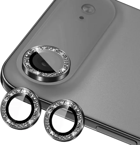 Vista 22 de Protector de lente de cámara compatible con iPhone 15 Plus y iPhone 15 (paquete de 4, 2 juegos), con purpurina brillante, funda de cámara
