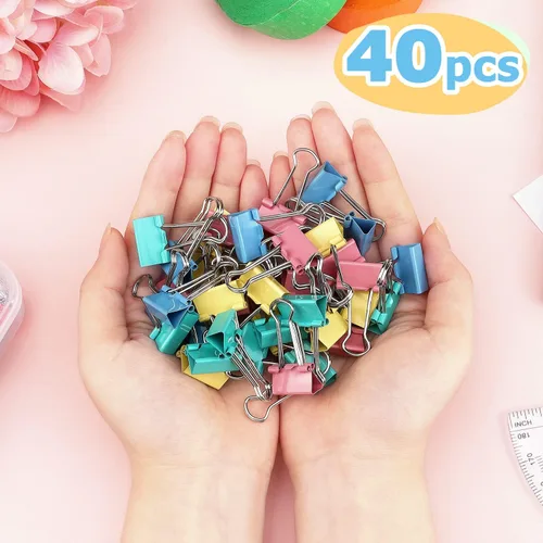 Vista 6 de ZZTX - Paquete de 40 clips pequeños para carpeta de 0.75 pulgadas, colores surtidos