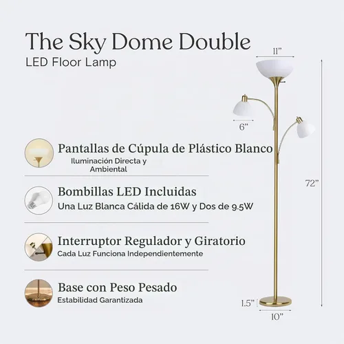 Vista 5 de [Renovado] Sky Dome Doble latón dorado