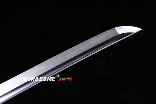 Vista 5 de MURASAME - Espada Wakizashi T10 de acero templado con arcilla, hamon real, hecha a mano, lista para la batalla