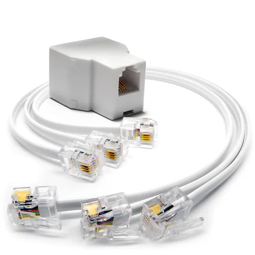 Vista 8 de Divisor de conector de teléfono para teléfono fijo RJ11 6P4C Adaptador dúplex de 2 vías en línea o en pared (1 divisor + cable de 2.5 pulgadas)