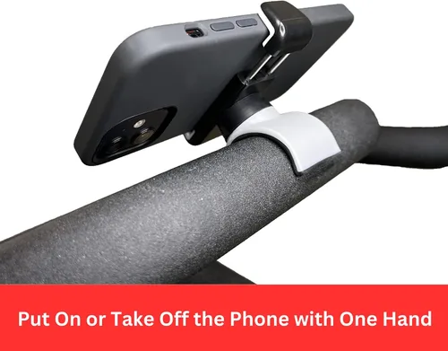 Vista 4 de Soporte para teléfono compatible con Peloton Bike & Bike Plus - Ajuste seguro y fácil operación con una sola mano - Rotación de 360 grados - Soporte