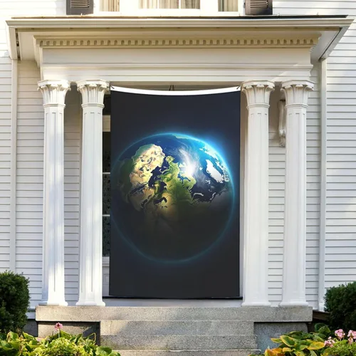 Vista 6 de Banderas de 5 x 8 pies para exteriores, divertida bandera de jardín, bandera de doble cara con tierra brillante de bienvenida para el hogar, jardín