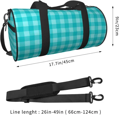 Vista 2 de Large Duffle Bag for Travel - Retro Green Plaid Print Gym Bag for Women Men, Travel Foldable Bags for Women Men with Zippered Multiple Pockets