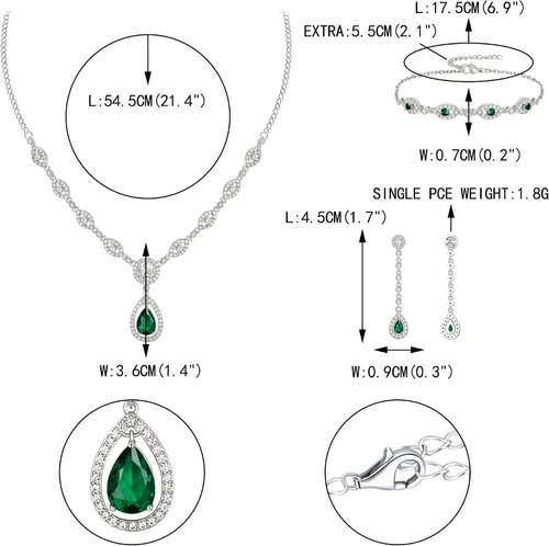 Vista 6 de EVER FAITH Juego de joyas nupciales para mujer, impresionante diseño de lágrima con circonita cúbica y piedra natal, collar y aretes, regalo