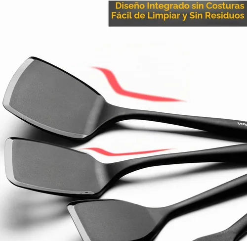 Vista 6 de Juego de espátulas de silicona de gran tamaño, espátula de silicona resistente al calor de 600 °F, espátula para voltear y aletas para cocinar