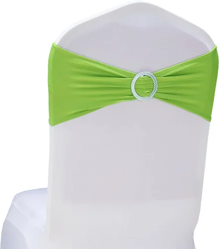 Vista 10 de Paquete de 50 bandas negras de elastano para sillas de boda, lazos con hebillas para fiestas, cumpleaños, fiestas, banquetes de jubilación