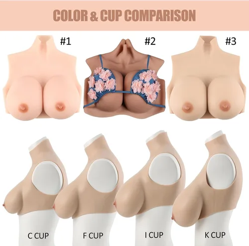 Vista 5 de Noblelady Pechos falsos enormes con forma de pecho de silicona con relleno de silicona realista para crossdresser transgénero cosplay, #1, taza K