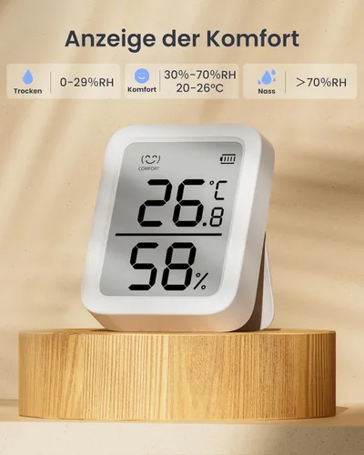 Vista 6 de Termómetro Higrómetro SwitchBot, Medidor de Humedad Interior Bluetooth para el Hogar, Sensor de Temperatura con Control de Aplicación, Gran Pantalla