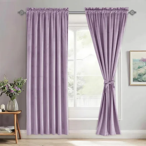 Vista 125 de JIUZHEN Cortinas de terciopelo beige de 63 pulgadas de ancho x 63 pulgadas de largo, cortinas de terciopelo retro suaves con bolsillo para barra