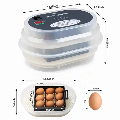 Vista 5 de HBlife Incubadora digital de huevos para incubar 9-12 huevos de pollo, codorniz y pato, con giro de huevos completamente automático y pantalla