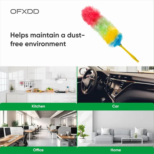 Vista 5 de Coloridos plumeros de cerdas duras estáticas para limpieza – Cepillo magnético resistente para el polvo para muebles – Limpieza antiestática