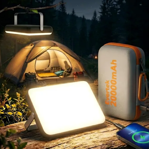 Vista 2 de Eventek Linterna LED recargable para campamento, 20000 mAh, luces de campamento portátiles de hasta 144 horas y 4 modos de luz, IPX5 impermeable