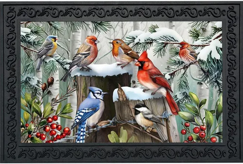 Vista 10 de Briarwood Lane - Felpudo de pájaros del invierno con cardenales