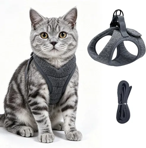 Vista 11 de Heywean Arnés y correa para gatos a prueba de escape, suave malla transpirable chaleco para caminar para gatitos, juego de arnés ajustable con tira