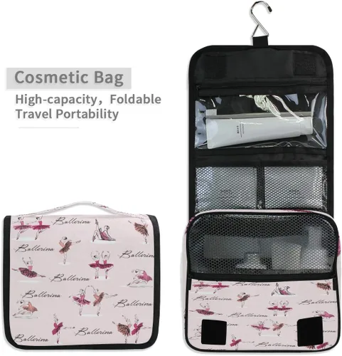 Vista 4 de AUUXVA Neceser de viaje, organizador de cosméticos, bolsa de maquillaje colgante para mujeres, hombres y niñas, Bailarina bailarina