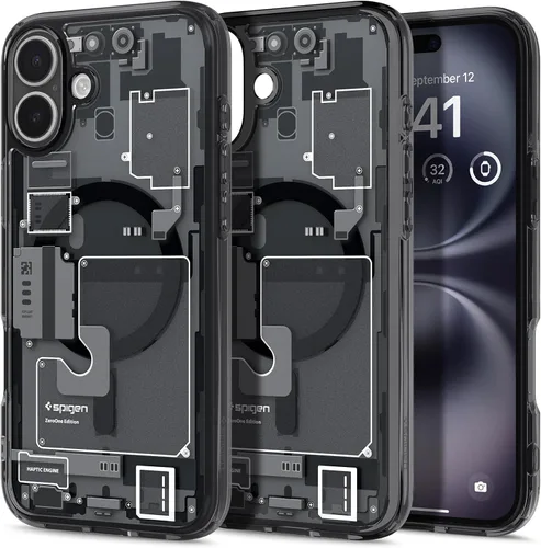 Vista 36 de Spigen Ultra Hybrid MagFit Impresión Digital Directa - Funda para iPhone 16 Pro [Diseño Personalizado][Compatible con Magsafe] - Analógica DDP