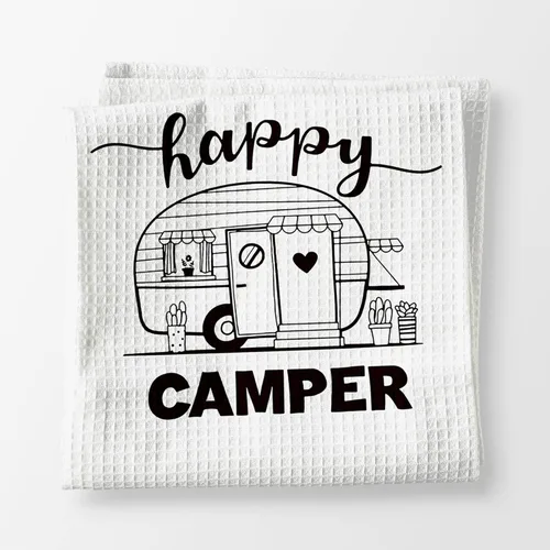 Vista 8 de Voatok Let's Go On an Adventure Happy Camper - Toalla de baño para campamento, regalo inspirador para campistas, juego de 4 toallas decorativas
