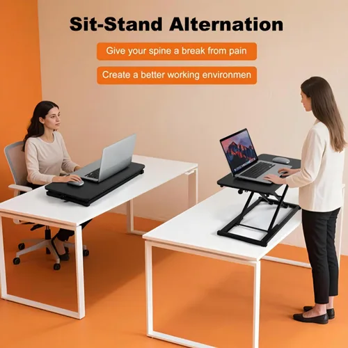 Vista 5 de Convertidor de escritorio de pie ajustable en altura, elevador de teclado para elevador de escritorio de pie, convertidor de altura de fácil