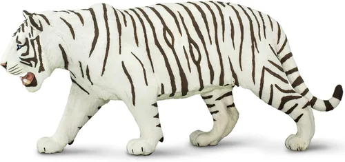 Vista 5 de Safari Ltd. Figura de tigre siberiano blanco, figura detallada de plástico de 10 pulgadas, divertido juguete educativo para niños, niñas y niños a