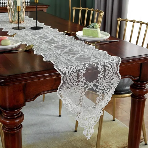 Vista 8 de SUTAVIA Camino de mesa de encaje bordado, pañuelo clásico rectangular de macramé, para cocina, comedor, mesa de café, bufanda de mantel y banquete