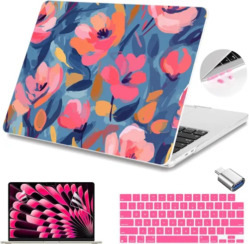Vista 19 de Teryeefi Compatible con M4 M3 M2 MacBook Air de 15 pulgadas 2024 2023 Funda Modelo A3241 A3114 A2941 con Pantalla Liquid Retina, Cubierta Protectora