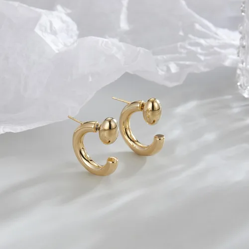 Vista 4 de Aretes de aro para mujer, chapados en oro de 18 quilates, joyería de regalo