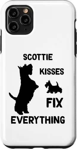 Vista 11 de iPhone 15 Scottie kisses fix everything Scottish Terrier Mom Dad Case