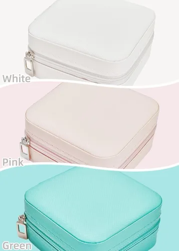 Vista 7 de MENGCHACHA Caja de joyería de viaje, organizador de joyas pequeño, caja de joyería pequeña de cuero de la PU, anillo de joyería, colgante