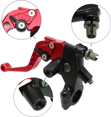 Vista 4 de Motocicleta 7/8 "0.866 in Manillar Freno Cilindro Maestro Palanca de Embrague CNC Izquierda y Derecha Juego Universal Compatible con Honda Kawasaki