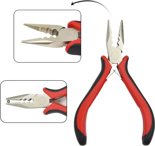 Vista 3 de Alicates para extensiones de cabello, 3 agujeros, herramienta de extracción de mini abridor para extensiones de cabello micro nano anillo