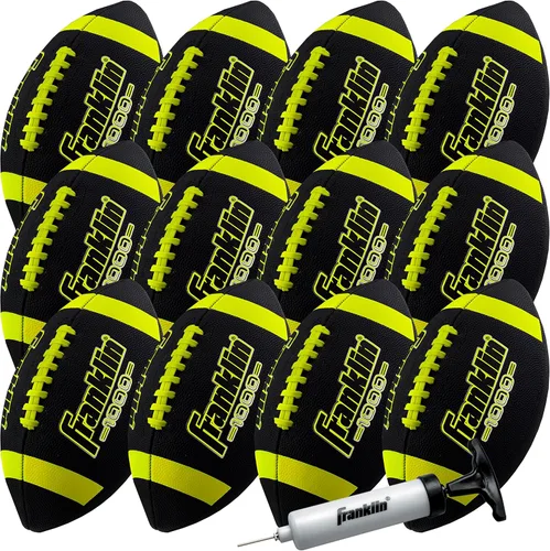 Vista 8 de Franklin Sports Youth + Adult Footballs - Extra Grip 1000 Official Size, Junior + Pee Wee Kids - 1 + 12 Packs Negro/Óptico