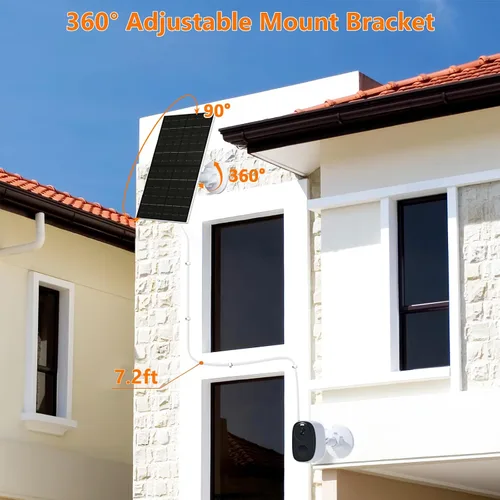 Vista 4 de Zivif Panel solar de 7 W para cámara de seguridad, cargador de panel solar USB C de 5 V compatible con cámara de batería recargable, IP65