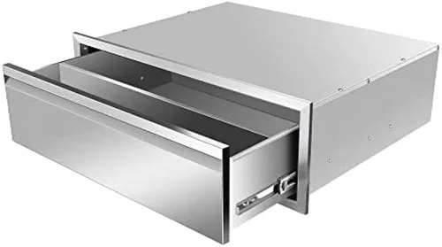 Vista 10 de Cajones de cocina para exteriores, cajones de acceso dobles para barbacoa con mango de acero inoxidable, cajones de isla para cocinas al aire libre