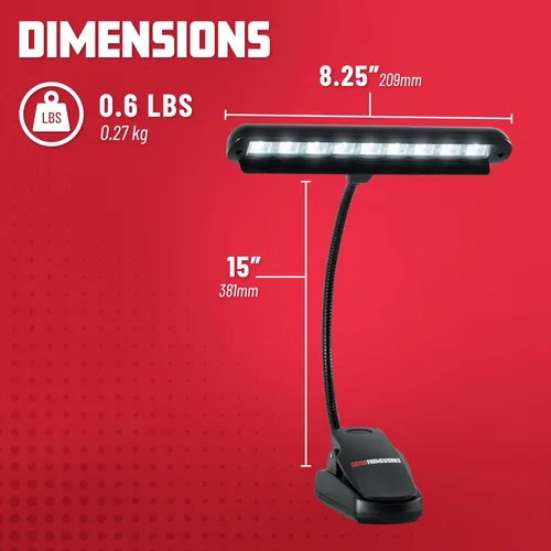 Vista 4 de Gator Frameworks Lámpara de soporte de música con cuello de ganso ajustable, (GFW-MUS-LED)