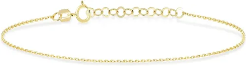 Vista 4 de Gelin Pulsera de cadena fina en oro macizo de 14 quilates, 7 pulg., Oro amarillo